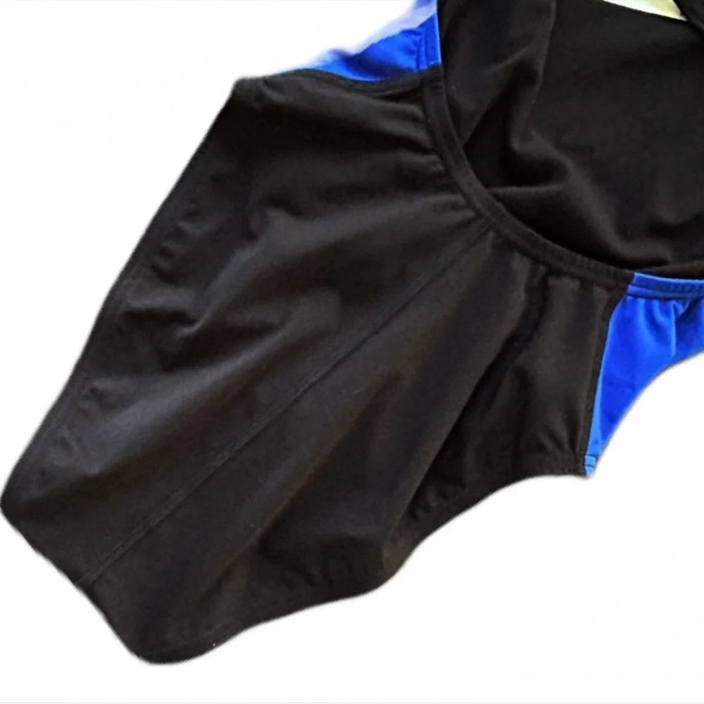 Speedo‎ GIRLS 8/34 Swimsuit RACING Youth Black Blue Endurance Retail $74 NWT